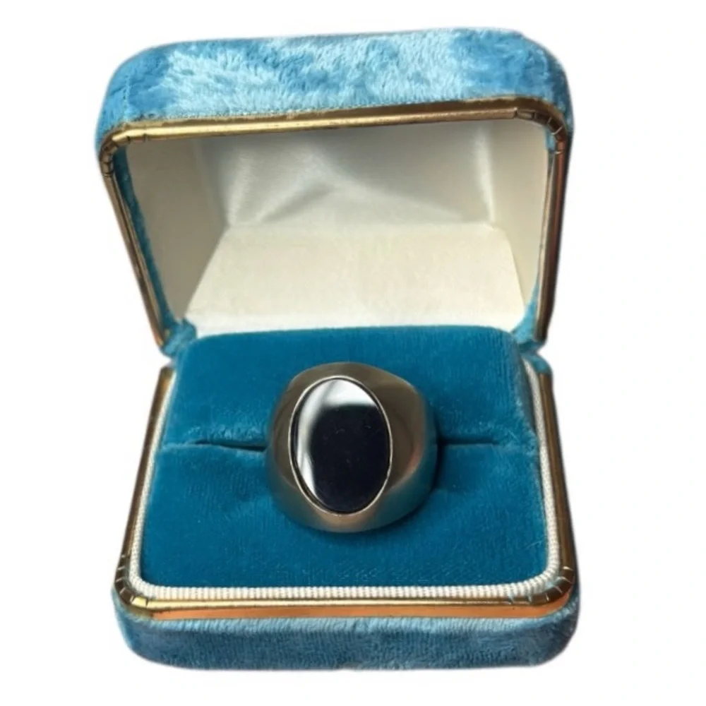 Vintage Mens Ring Mexican Silver Genuine Black Onyx Luxury Handcrafted Chunky